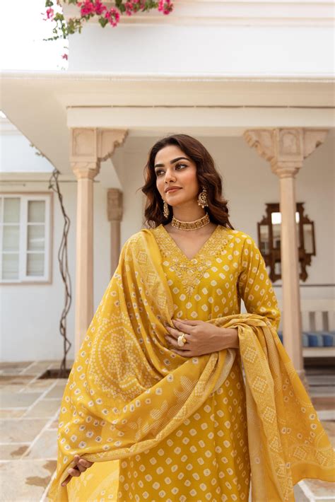 Miraya Muslin Bandhani embroidered Pant Set | The Jaipur Studio