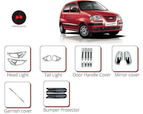 Alpine Premium Chrome Accessories Combo Kit For Santro Xing (Set Of 6 ...