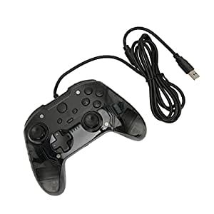 Wired Game Controller, Transparent Shell Dual Vibration Universal ...