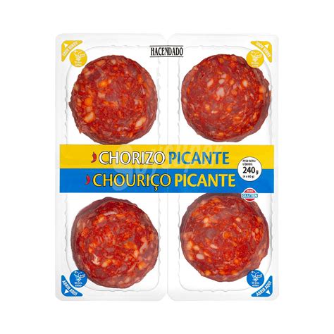 Hacendado Chorizo picante extra lonchas Paquete pack 4 x 60 g - 240 g