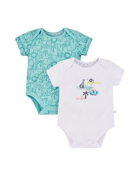Buy Boys Half Sleeves Animal Print Bodysuit - Pack Of 2 - Multicolor ...