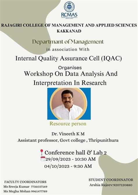 RCMAS » WORKSHOP ON DATA ANALYSIS AND INTERPRETATION IN RESEARCH
