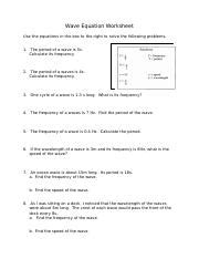 Image result for Wave Equation Worksheet