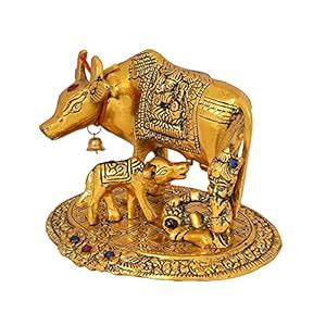 Buy The ANTIQUE SPOON Metal Kamdhenu Cow & Calf with Bal Gopal Krishna ...
