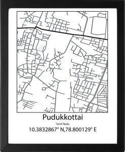 Pudukkottai,Tamil Nadu,India UNFRAMED Minimalist Map Line Art Print ...