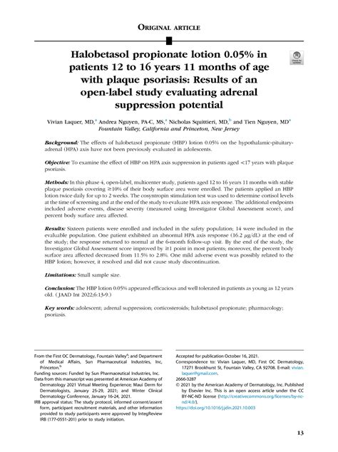 Hbp lotion - GENE THERAPY - O RIGINAL ARTICLE Halobetasol propionate ...