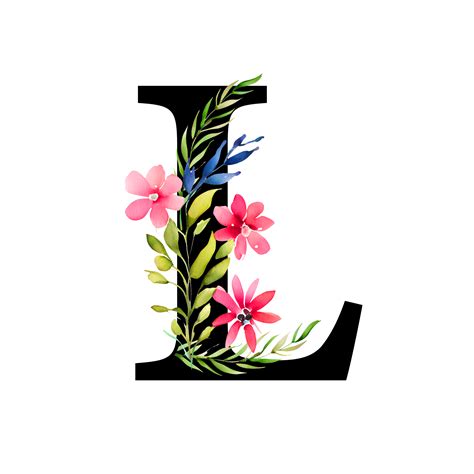 Free Transparent Floral Alphabet Illustration letter L - PNG Basket