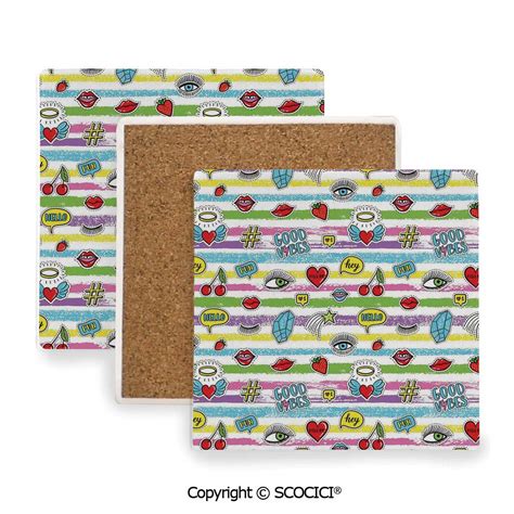 Ceramic Coaster with Cork Mat on The Back Side, Tabletop Protection for ...