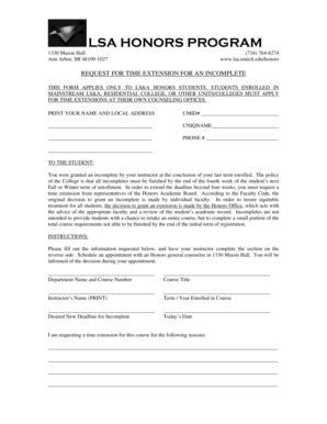 Fillable Online lsa umich Incomplete Extension Form (PDF) - lsa umich ...