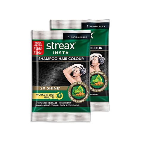 Buy Streax Insta Shampoo Hair Colour For Unisex, Enriched With Almond ...