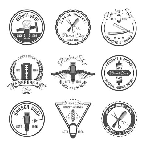 Barber emblem or label set | Free Vector