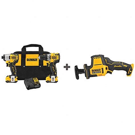 DEWALT, 3 Tools, Drill/Impact Driver/Reciprocating Saw, Cordless ...