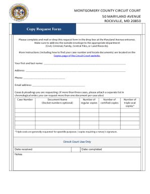 Montgomery County Copy Request Form - Blank Fillable Template | Fill ...