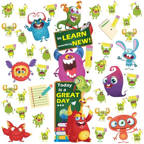 Buy 42 Pieces Monster Themed Classroom Bulletin Board Decorations Set ...