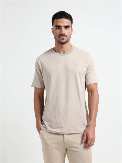 Regular-Fit Supima Cotton Lycra Tee with HD Branding and Textured Neck