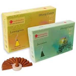 GaneshaSpeaks Natural Dhoop Cones with Jasmine & Lemongrass Fragrance ...