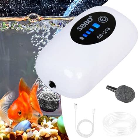 Qpets® Aquarium Air Pump Mini Fish Tank Air Pump USB Rechargeable Fish ...