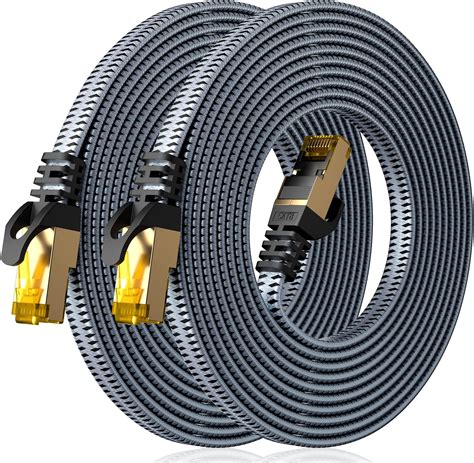 ARISKEEN Cat 8 Ethernet Cable 10 FT 2 Pack, Nylon Braided High Speed ...