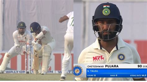 [Watch] Cheteshwar Pujara in disbelief as Taijul Islam cleans him up ...