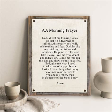 AA Morning Prayer on Metal Print on Reclaimed Wood Frame-recovery Wall ...