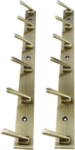 DOCOSS Pack of 2 Deluxe AntiqueBrass 6 Pin Metal Cloth Hangers for Wall ...