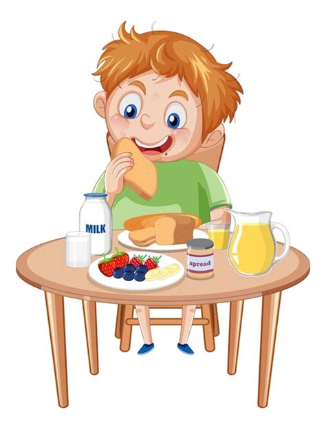 Kids eating breakfast cartoon Images - Free Download on Freepik