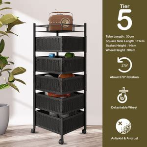 ASHLAS 5 Layer Kitchen Trolley Storage Rack Square Design Fruits ...