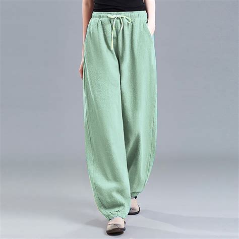 IDALL Linen Pants Women Wide Leg Pants Woman Women Casual Cotton Linen ...