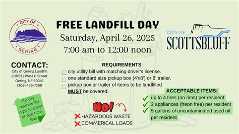 Free Landfill Day, Gering City Landfill, Scottsbluff, 26 April 2025 ...