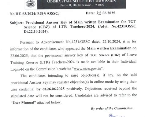 Odisha LTR Mains Answer Key 2025 Out, CBZ Response Sheet PDF
