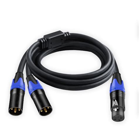 KEBILSHOP XLR Splitter Cable, 1 Female to 2 XLR Male Patch Y Cable ...