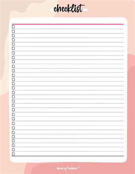 Checklist Template - 25 Free Styles | World of Printables