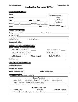 Fillable Online tkc samoset Application for Lodge Office - Tom Kita ...