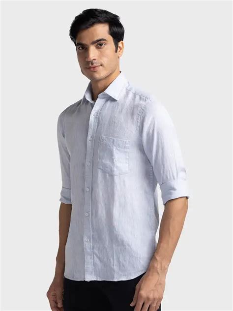 Colorplus Men Grey Tailored Fit Yarn Dyed Linen Casual Shirt – MyRaymond