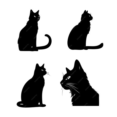 Premium Vector | Set of black cat silhouettes cat sitting