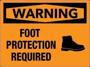 Warning Foot Protection Required Sign PVC Waterproof Metallic Matte ...