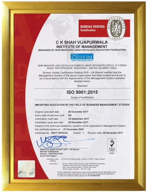 Quality & Accreditations | C K Shah Vijapurwala Institute Of Management