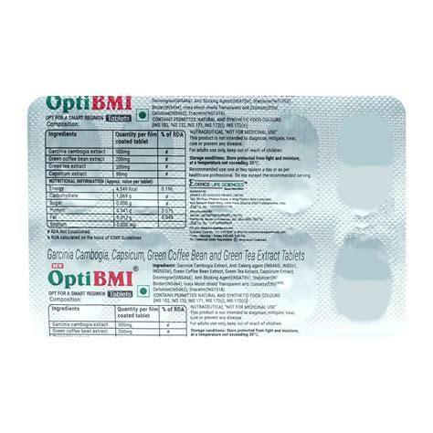 Opti Bmi New Tablet 10's Price, Uses, Side Effects, Composition ...