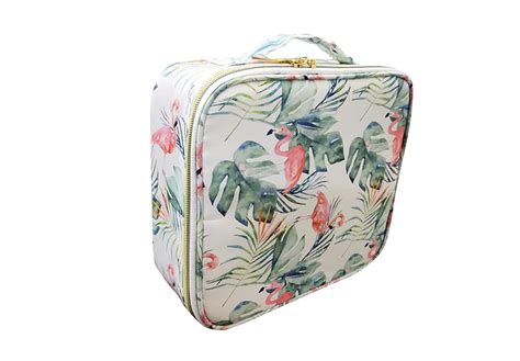 Cosmetic Storage Case with Adjustable Compartment (White Flamingo ...