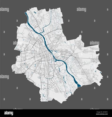 Warsaw map. Detailed vector map of Warsaw city administrative area ...