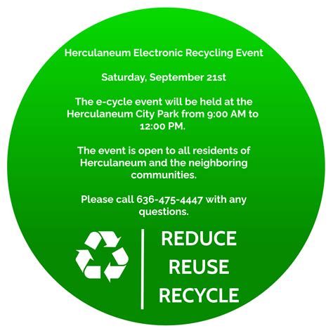 Electronics Recycling Event 9/21/24 - City of Herculaneum