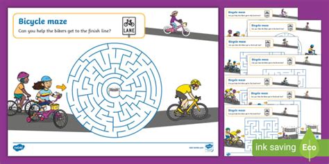 Bicycle Maze Activity Worksheets (teacher made) - Twinkl