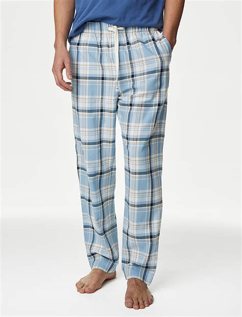 Buy Pure Cotton Checked Loungewear Bottoms at Marks & Spencer