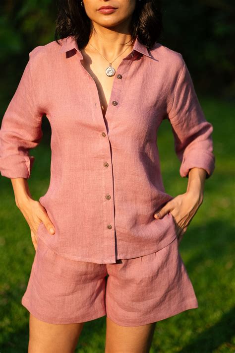 Shirt for Women-The Linen Day for Women Shirt Vintage Pink