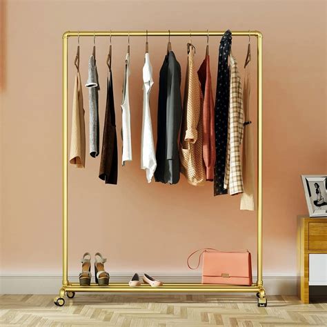 Buy DR.IRON Gold Pipe Clothing Rack Garment Rack with Bottom Shelf ...