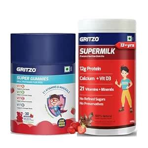 Buy Gritzo SuperMilk Daily Nutrition (13+y Boys) with Super Gummies ...