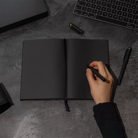 Black Paper Notebook A5 | Luxury Hardback Journal | All Black Notebook ...