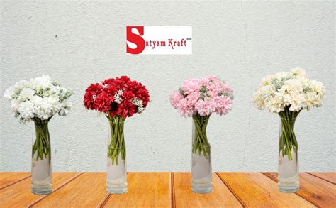 Buy SATYAM KRAFT 1 Pcs Artificial Dahlia Flower Bunch – 7-Stem Faux ...