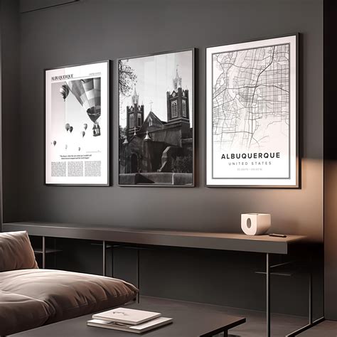 Albuquerque Gallery Wall Art Set: Black and White Photo, Map, Newspaper ...