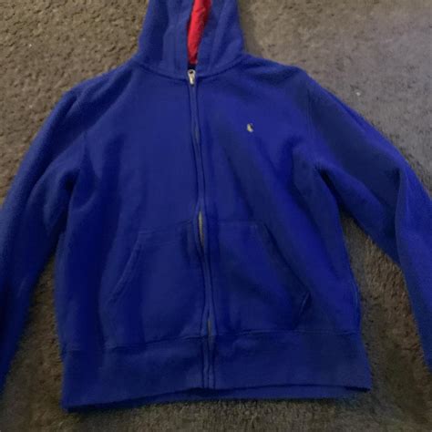 Blue polo hoodie size L in boys fits like a mens XS - Depop